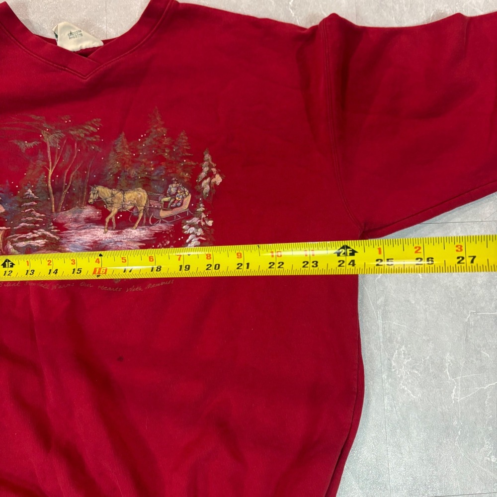 Northern Reflections Vintage Red Winter Sleigh Graphic Sweatshirt Oversized XL - Picture 5 of 6